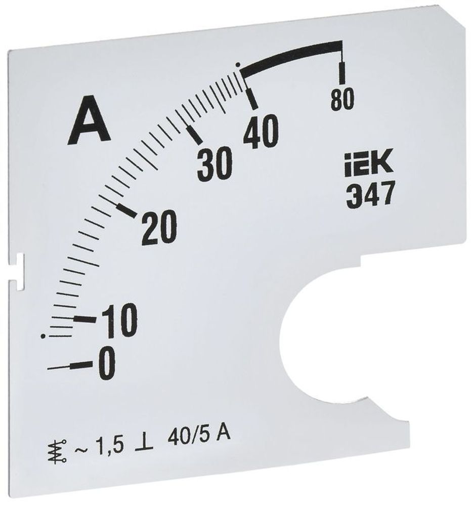 Шкала сменная для амперметра Э47 40/5А-1.5 72х72мм IEK IPA10D-SC-0040 Шкала сменная для амперметра Э47 40/5А-1.5 72х72мм IEK IPA10D-SC-0040