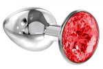 Большая серебряная металлическая пробка с рубиновым кристаллом (6,8 см) (Цвет: серебряный, красный)