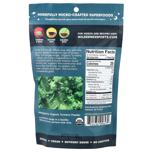Wilderness Poets, органическая коста-риканская куркума, 226 г (8 унций)