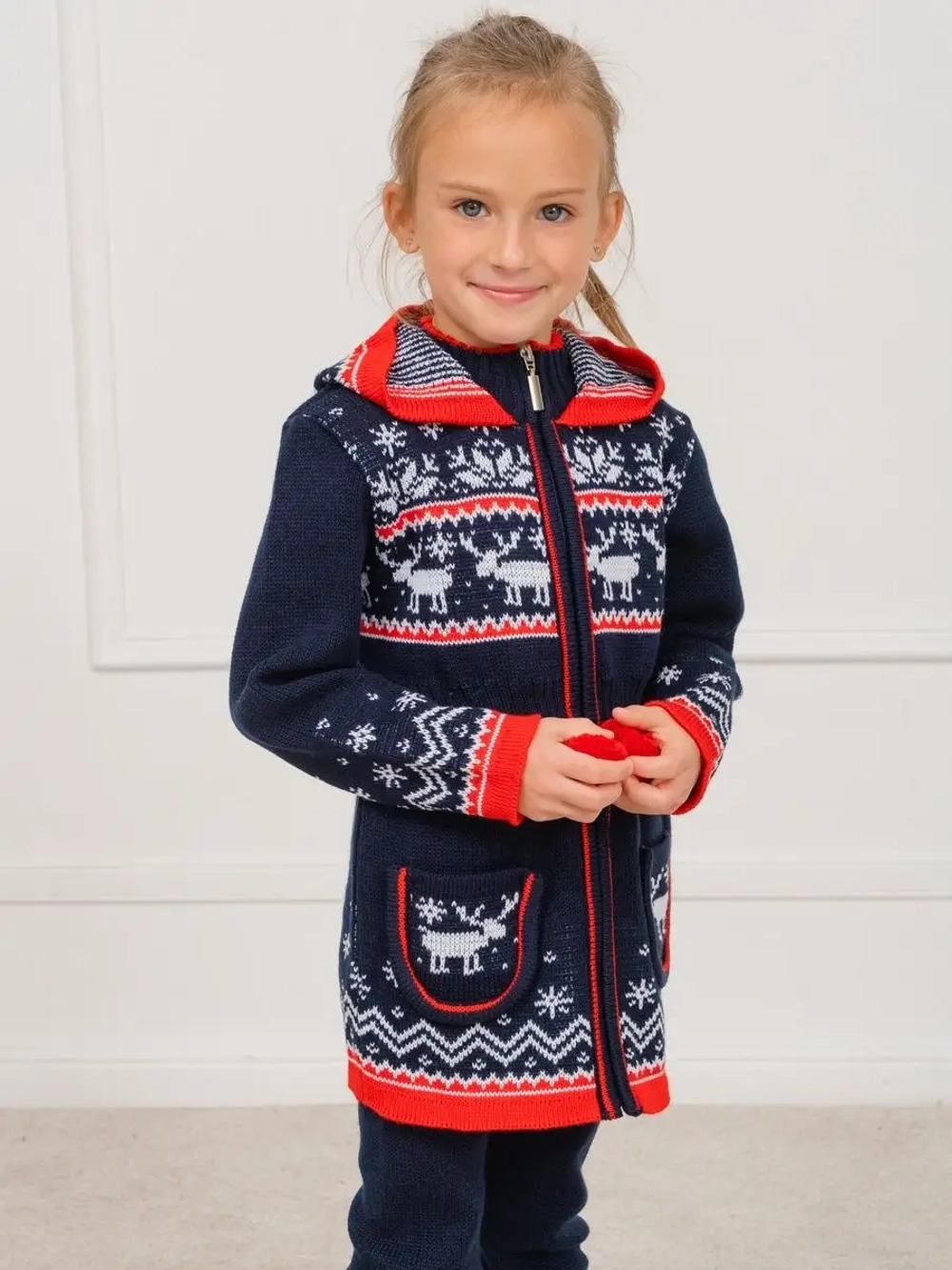 Кардиган вязаный на молнии для девочки