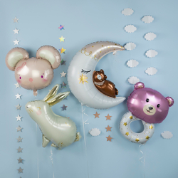 Шар (34""/86 см) Фигура, Полумесяц с медвежонком, 1 шт. Г9