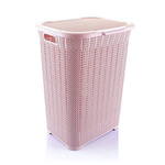 Корзина для белья вязаный узор 50л пепельно-розовый