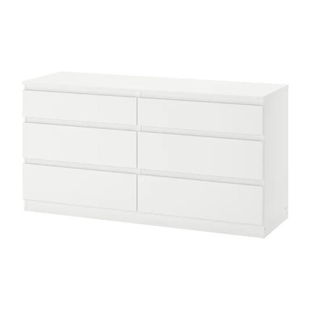 Комод КАЛЕН 6 ящиков 140*40*72, белый, KULLEN