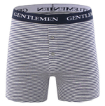 Хлопковые трусы-боксеры с тонкой полоской и брендированной резинкой (Размер: M) (Цвет: серый с синим)