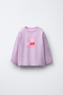 ZARA ФУТБОЛКА С ПРИНТОМ PEPPA PIG™, ЦВЕТ МАЛЬВЫ