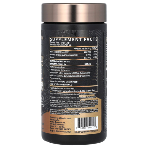 Nutrex Research, LIPO-6 Black для женщин, ультраконцентрат, 60 черных капсул