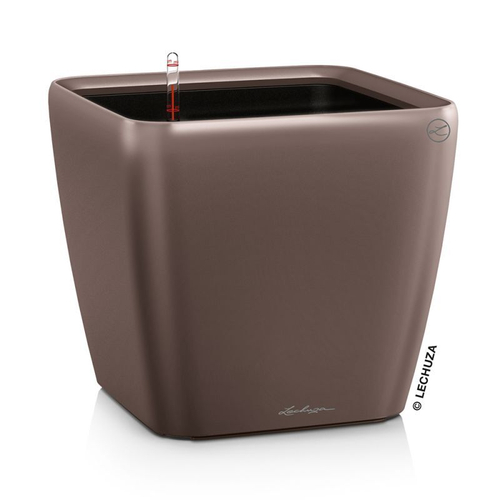 Кашпо Lechuza "Quadro LS Complete espresso metallic" (пластик), 21x21xH20 см