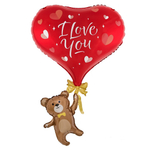 Фольгированный шар-фигура «Мишка с сердцем», 84 см