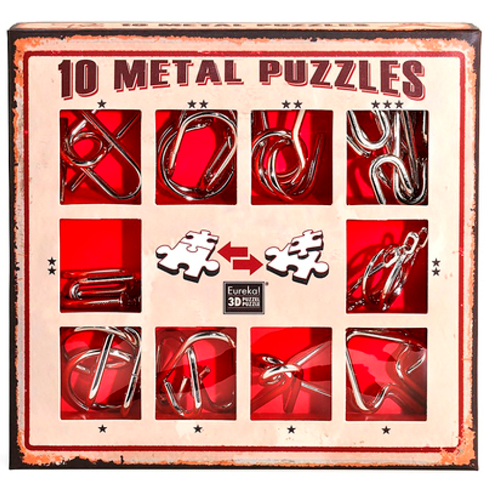 Набор металлических головоломок "Eureka! 3D Puzzle", 10 шт, цвет красный