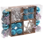 Набор украшений «Зимнее волшебство» 24*16*4 см (24 предмета), Голубой/серебро