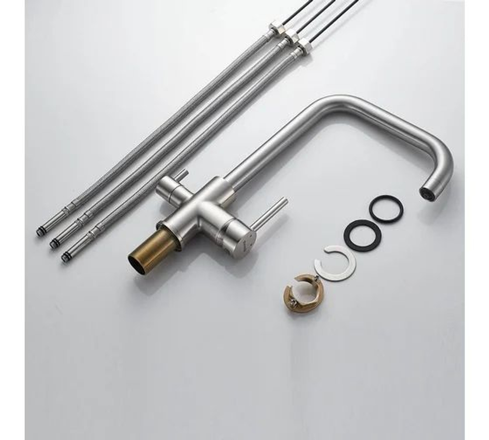 Смеситель для кухни с подключением фильтра питьевой воды, сатин, S228L, SHEVANIK