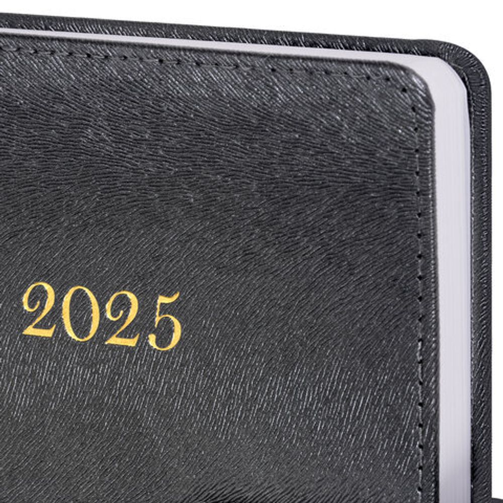 Ежедневник датированный 2025, А5, 138х213 мм, BRAUBERG "Elegant", под кожу, застежка, черный, 115938