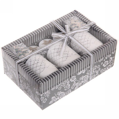 Набор свечей новогодних «Снежный иней» 20,5*14*7,5 см, серебро