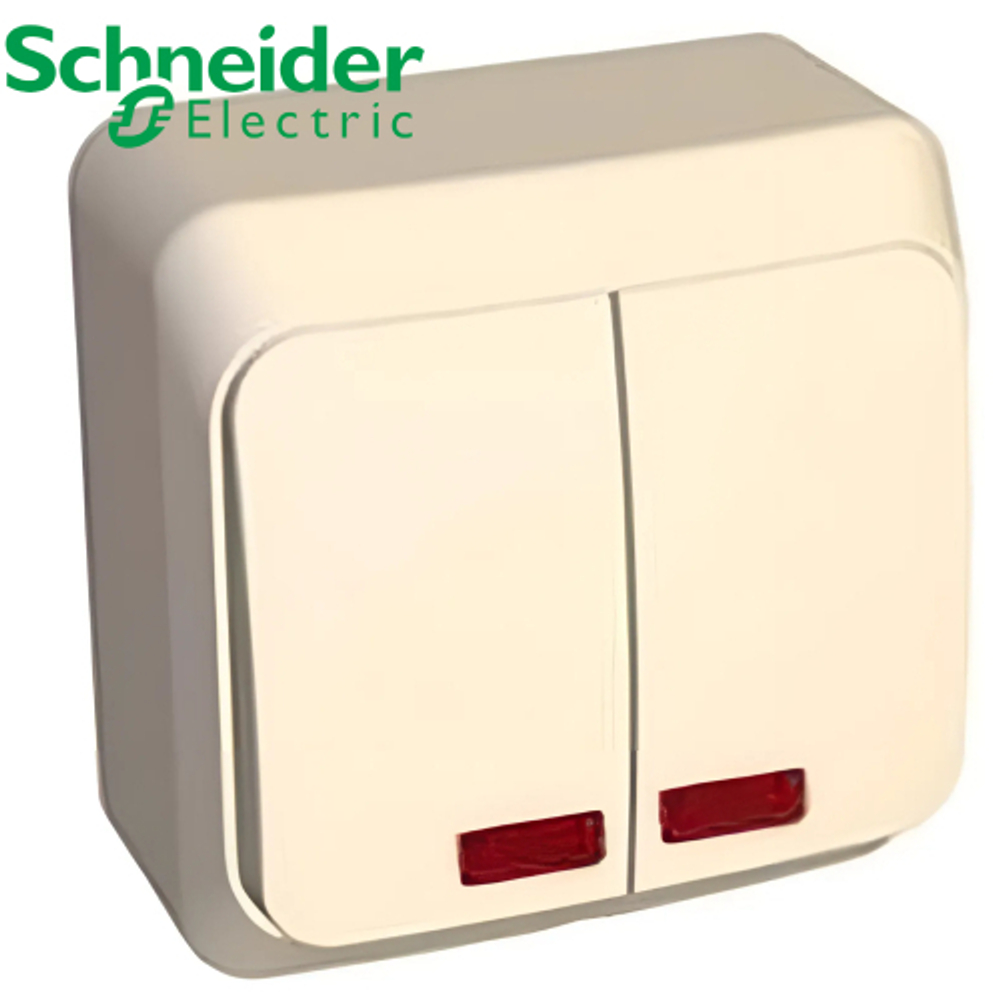 ВА10-006К Выключатель 2кл с подсветкой (крем) Этюд Schneider