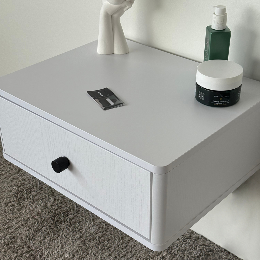 Тумба прикроватная подвесная ROYAL 5300 эко (Белый-р.черная)