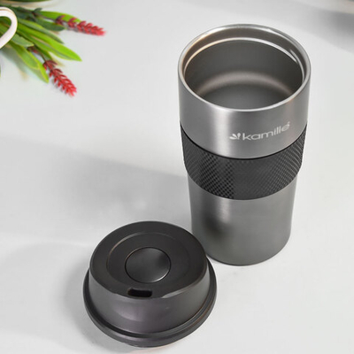 Термокружка 480мл нерж "Kamile", TPR-вставка, графит, 2150A