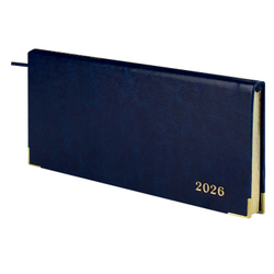 Еженедельник датированный 2026 ESCALADA, 170х88 мм, 64 л., арт. 70386/ 40 САРИФ СИНИЙ (кожзам: интегральный переплёт, материал обложки: искусственная кожа "Сариф"; декор: металлические уголки, тиснение фольгой; способ крепления блока: ниткошвейный; в
