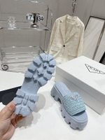 Prada Crochet Platform Slides