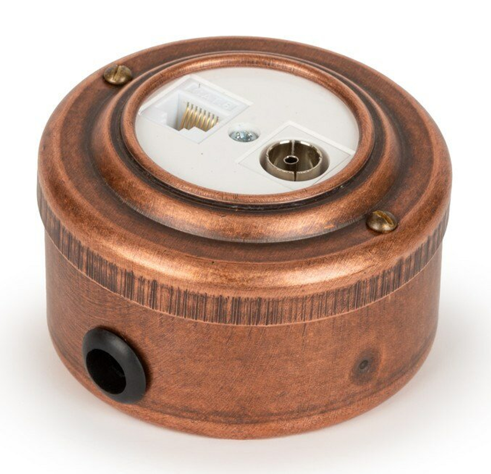 Розетка информационная RJ45+TV (CAT.5E), белая, Старая Медь VINTAGE-BRASS 40401-3