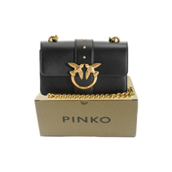 Сумка Pinko Classic Metal Chain Rivet One-Shoulder Bird Swallow Bag Cowhide Messenger Bag Mini Black Gold, 1P221P-Y6XT-Z99