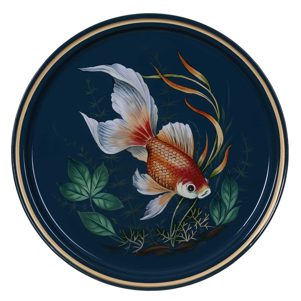 Жостовский поднос декоративный, размер 30 см (A9), металлический