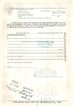 Акция E. J. Korvette. Inc. 1965-1967 США