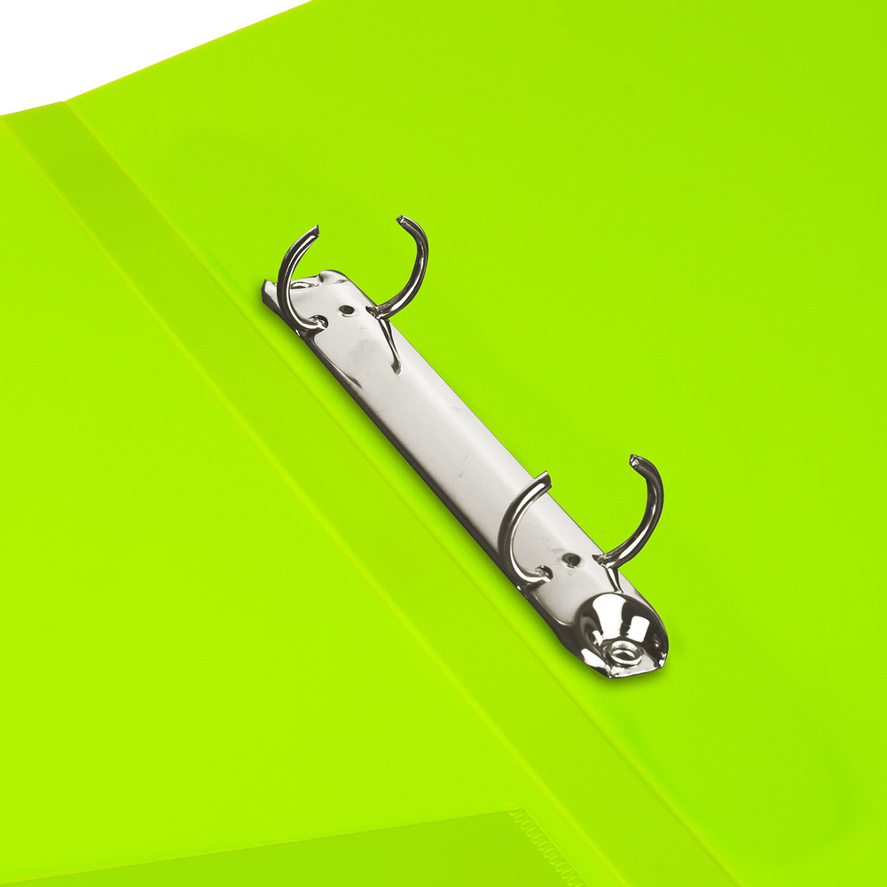 Папка на 2 кольцах BRAUBERG "Neon" 25 мм внутренний карман неоновая зеленая до 170 листов 0 7 мм (10 штук в упаковке)