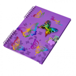 Записная книжка, пакет, А5, Alingar, замочек, сиреневый, "Бабочки пайетки"