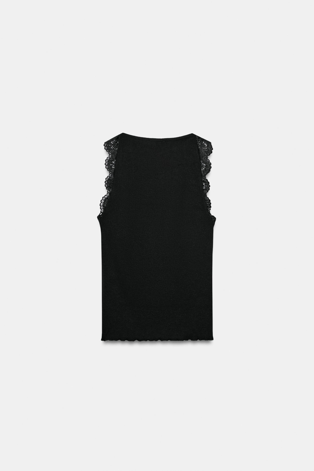 ZARA ТОП В РУБЧИК С КРУЖЕВОМ, ЧЕРНЫЙ