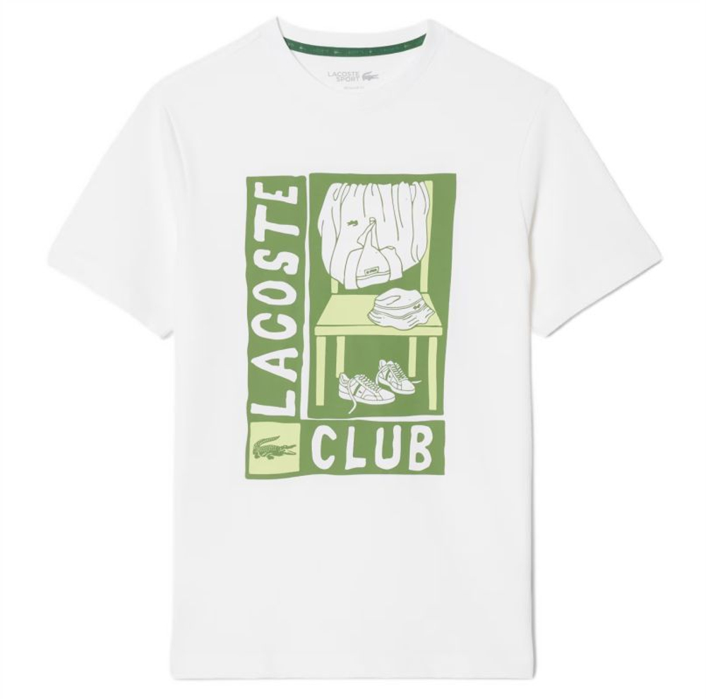 Мужская теннисная футболка Lacoste Printed Sport - white
