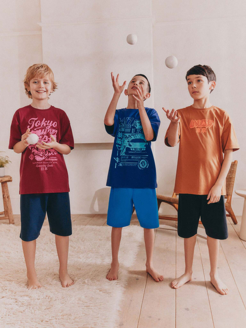 Пижама для мальчика Next AM2-789, 3 шт., Синий, Оранжевый, Красный