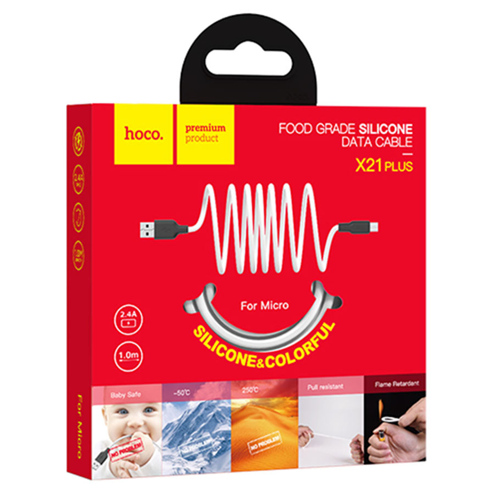 Кабель USB - Micro HOCO X21 Plus (белый) 1м