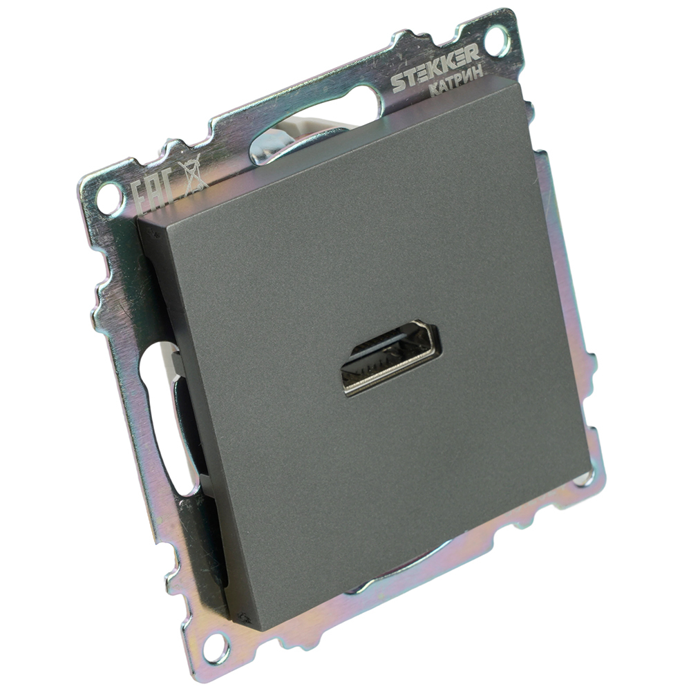 Розетка HDMI 2.1, Type A (механизм), серия Катрин, графит, GLS00-7118-06 50059