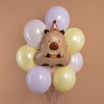 Шар (27''/69 см) Фигура, Капибара с тортиком, 1 шт.