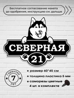Адресная табличка с собакой (Хаски, Маламут, Лайка), 60х53 см.