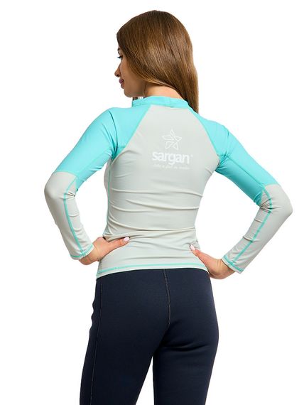 Футболка рашгард лонгслив Sargan Агидель UPF 50+ женская жемчужный/аквамарин