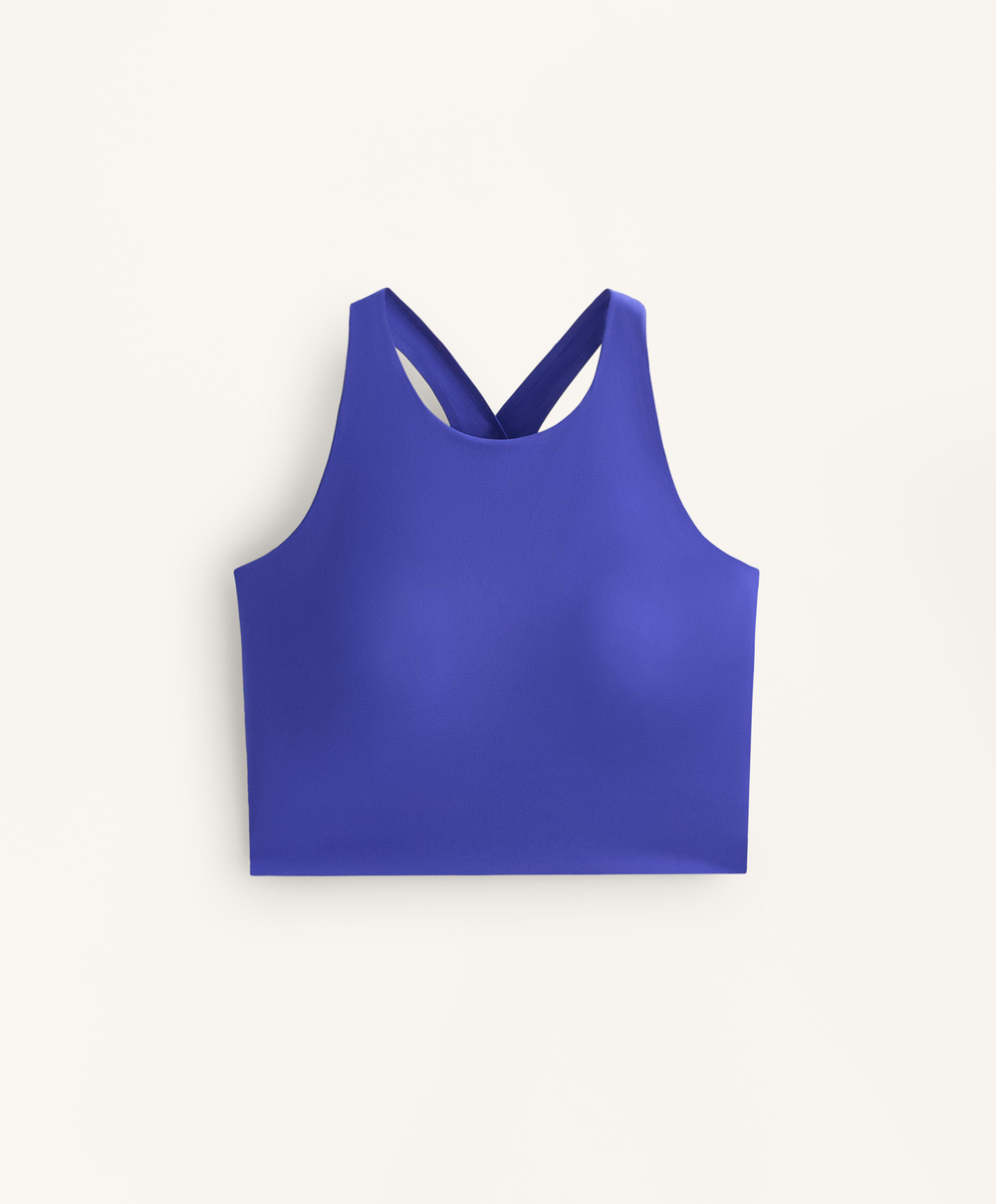 Oysho Топ Light Touch с перекрестной спинкой, синий