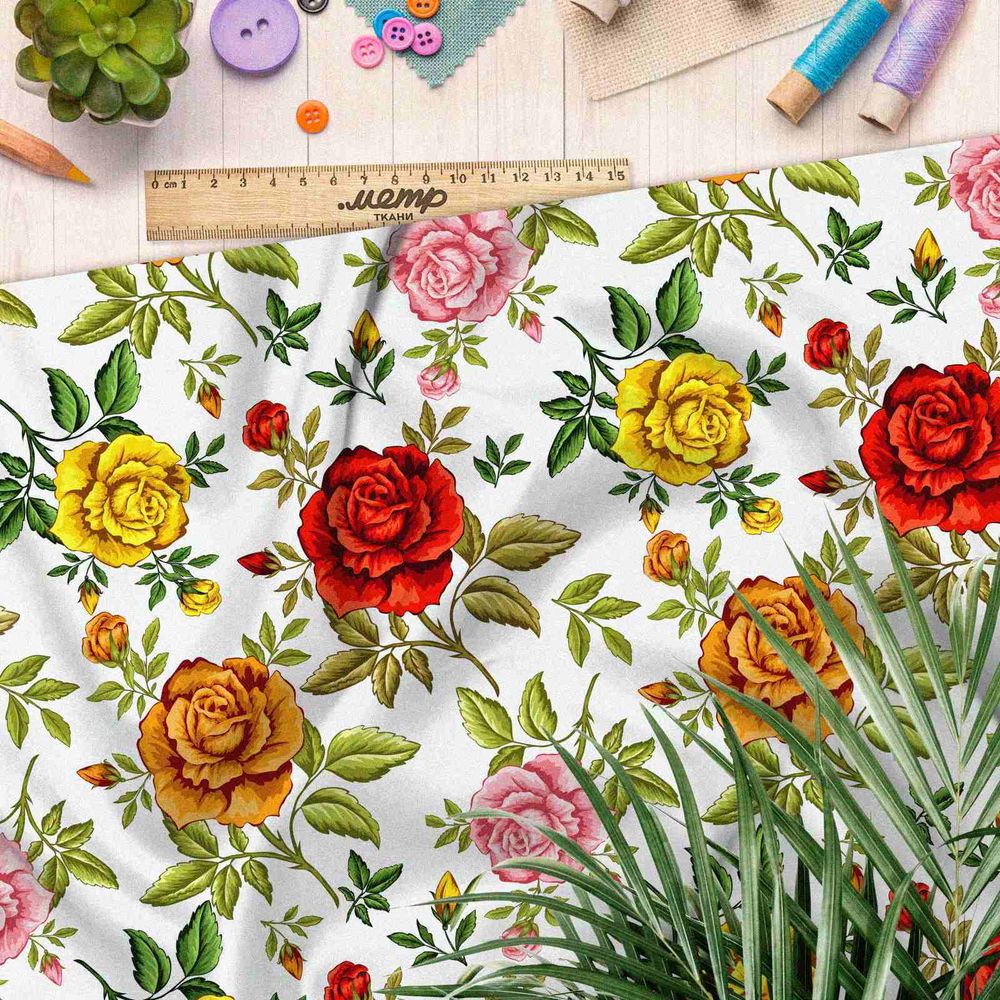 Ткань поплин классические цветы