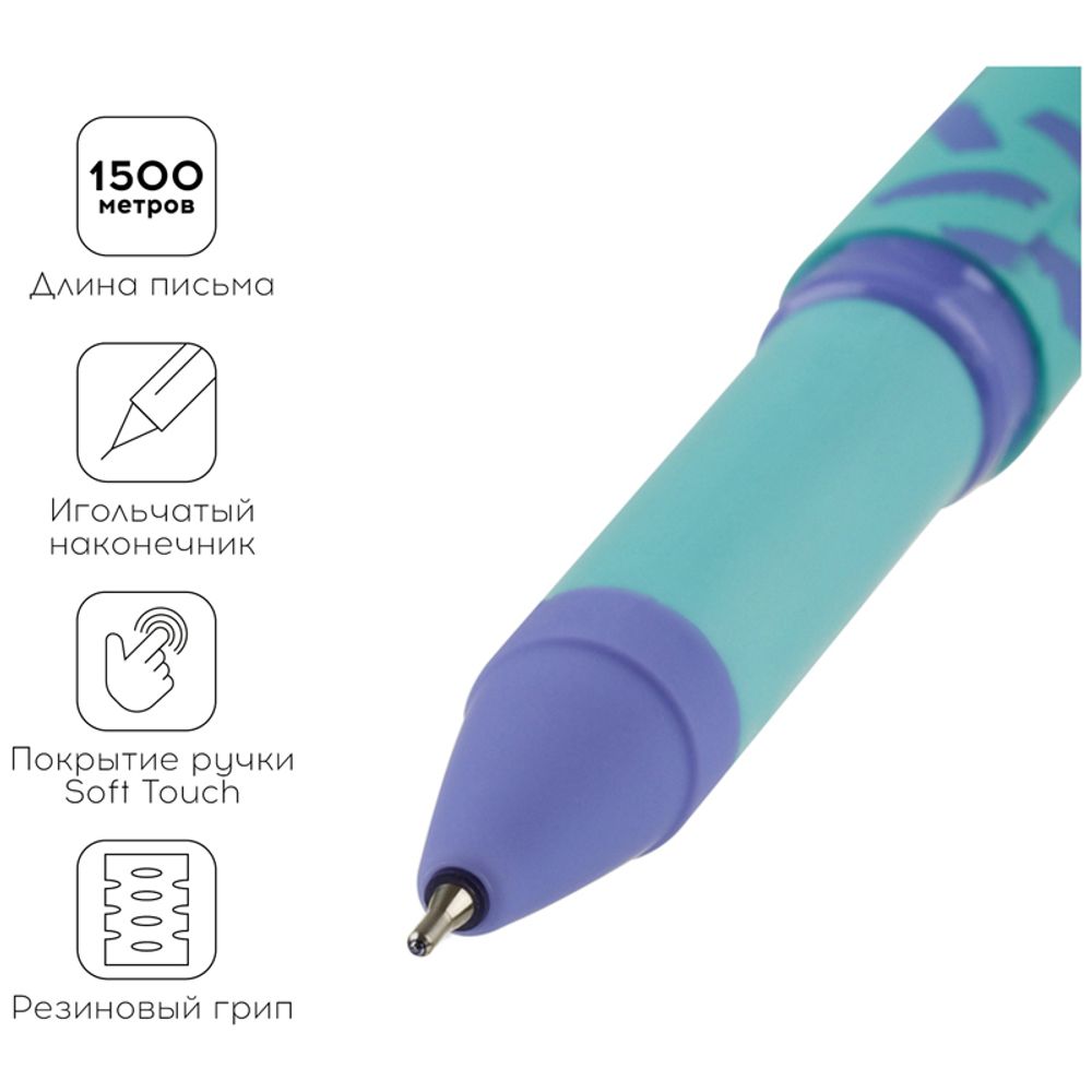 Ручка шариковая Greenwich Line "Pattern lavender" синяя, 0,7мм, игольчатый стержень, грип, софт-тач