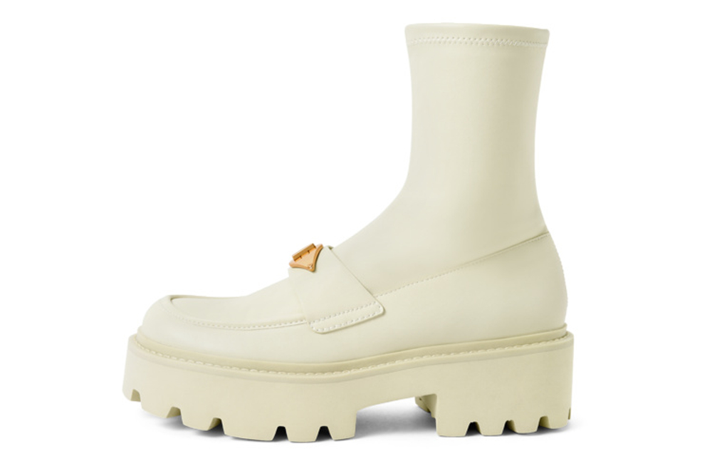 CHARLES&KEITH Small Ck PU Ankle Boots 5.1cm Women"s Black/Chalk White/BLACK TEXTURED Black Textured