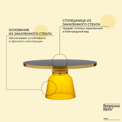 Столик кофейный Berg Odd 75см черный/желтый