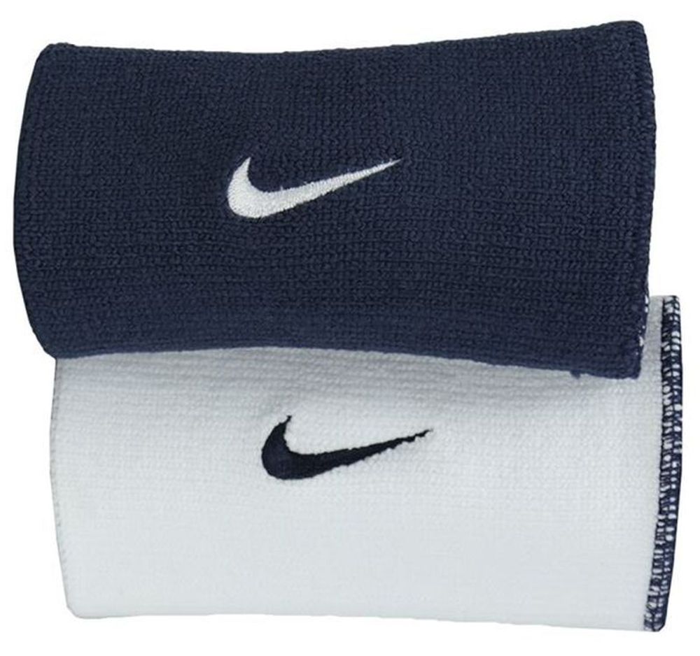 Напульсник теннисный Nike Dri-Fit Double-Wide Wirstbands Home &amp; Away 2P - white/black