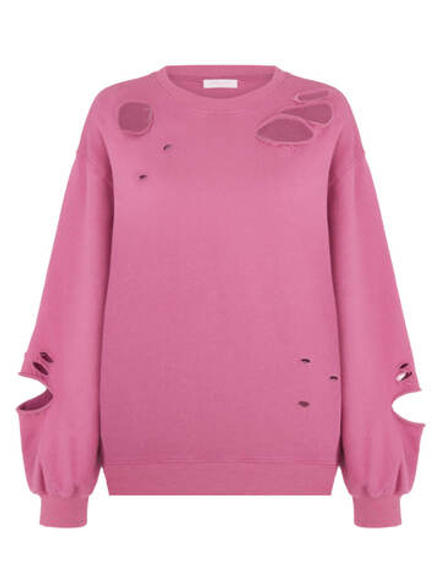 Свитшот с порезами, розовый