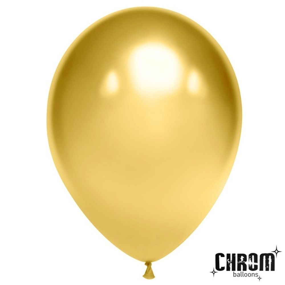Воздушные шары Дон Баллон, хром золото, 50 шт. размер 5&quot; #605126
