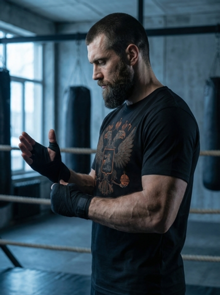 Футболка спортивная хлопковая мужская черная LEGENDA Герб