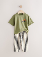 Футболка и брюки в комплекте для мальчика Next E64-977, 3 шт., Бежевый, Белый, Хаки