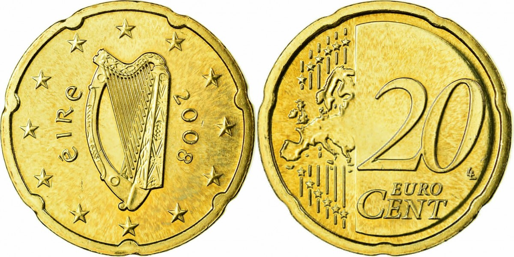 Ирландия 20 евроцентов, 2007-2023 XF