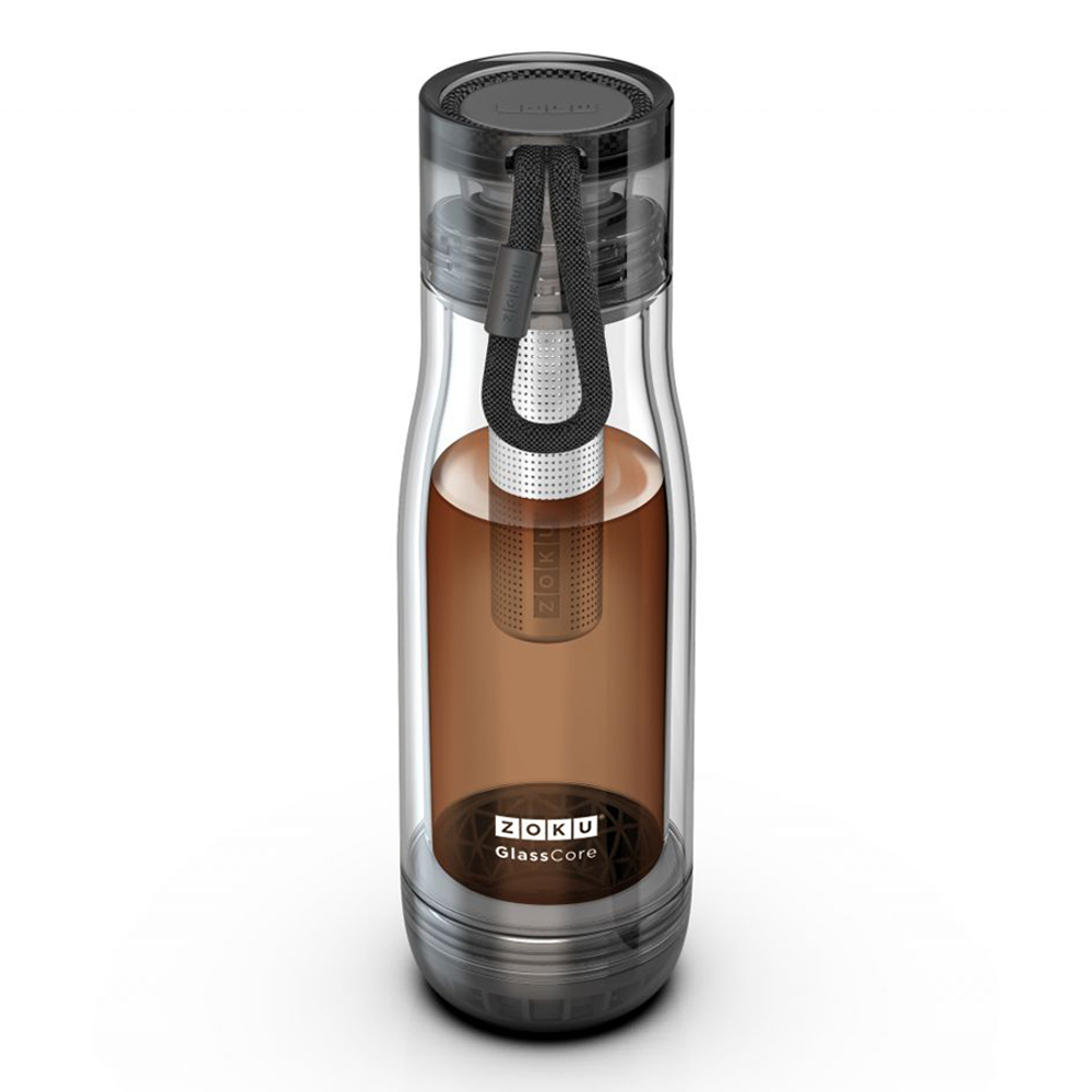 Бутылка zoku с ёмкостью для заваривания 475 мл чёрная