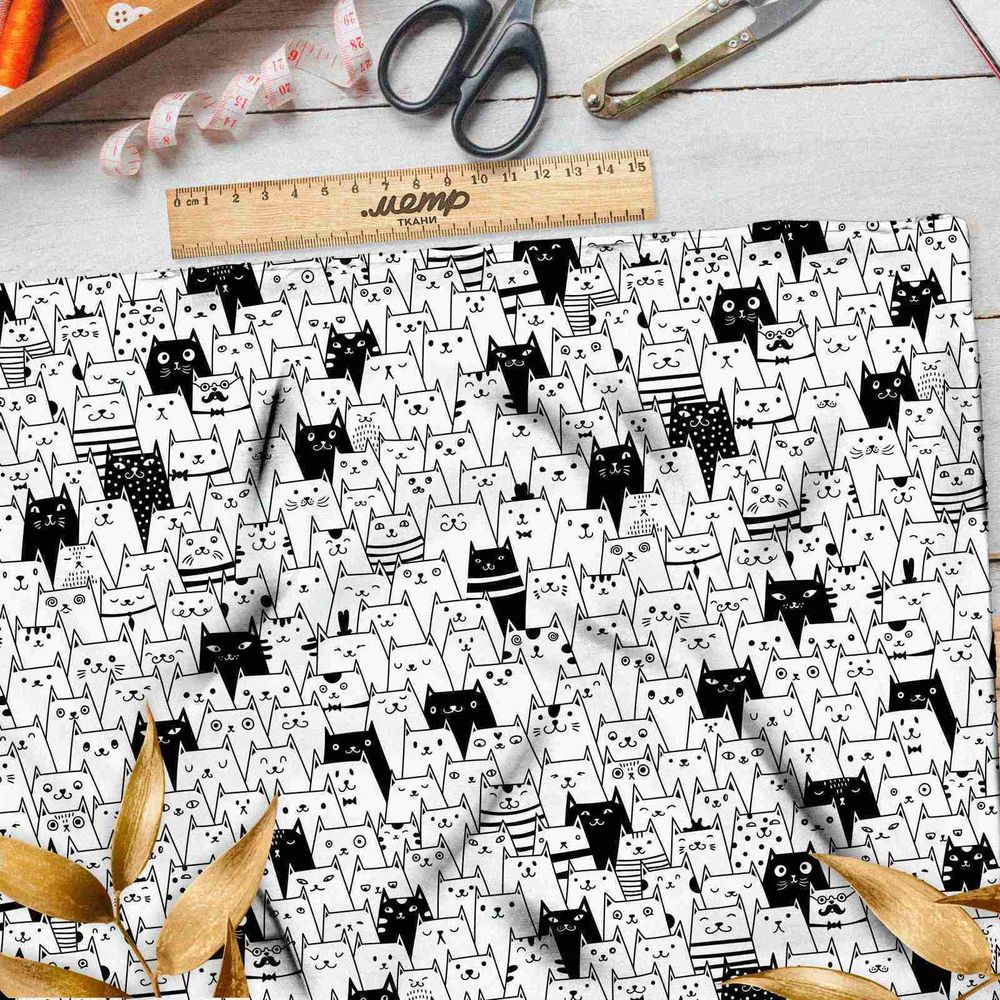 Ткань блэкаут толпа котов