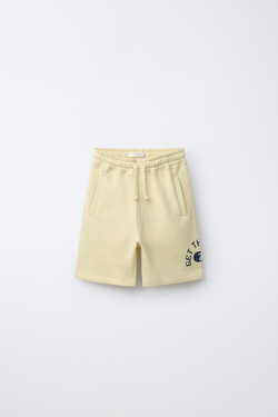 ZARA ШОРТЫ-ДЖОГГЕРЫ С НАДПИСЬЮ, ЖЕЛТЫЙ